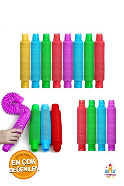 PapatyamPartiEvi Pop Tube Oyuncak Seti - Eğlenceli Hareketli Borular - Çocuklar İçin Yaratıcı Oyun