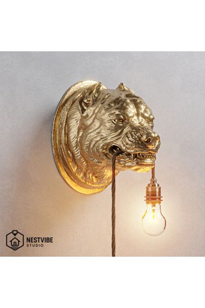 DREAM MODE Decorative Pitbull Headed Stylish and Modern Wall Lamp Nestvi̇be Special Series (Ampul)