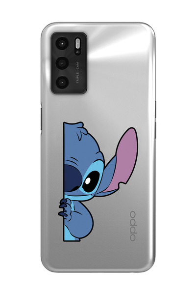 moonset Oppo A16 / A55 Uyumlu Stitch Tasarımlı Baskılı Şeffaf Telefon Kılıfı