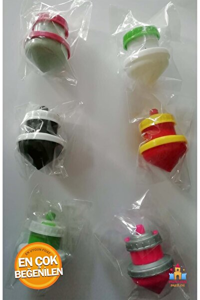 PapatyamPartiEvi Plastik Basmalı Kendinden Dönen Topaç (6lı Paket)