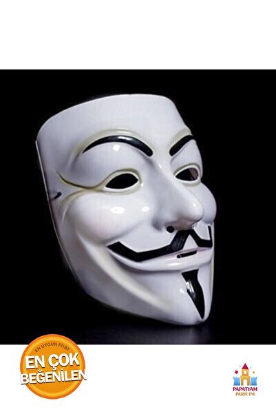 PapatyamPartiEvi V For Vandetta Beyaz Maske - Partiler İçin Özel Tasarım Maske