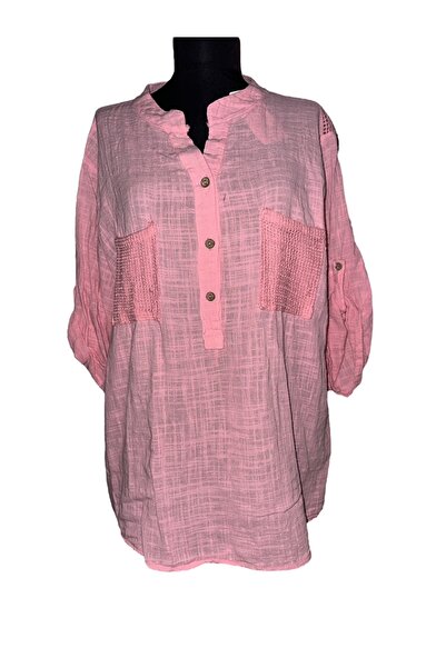 PHUTİ COLLECTION بلوزة إيطالية مصنوعة من القطن بنسبة 100% بتفاصيل شبكية