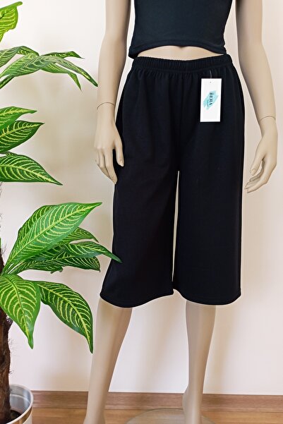 VİP BERA TEKSTİL Kadın-Erkek Düz Kesim Yumuşak Dokulu Bol Paçalı Bermuda Alt