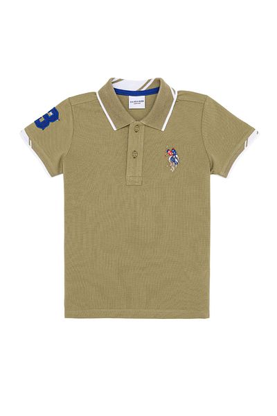 U.S. Polo Assn. Tricou cu gât polo de bază kaki închis pentru băiat 50249580 -VR111
