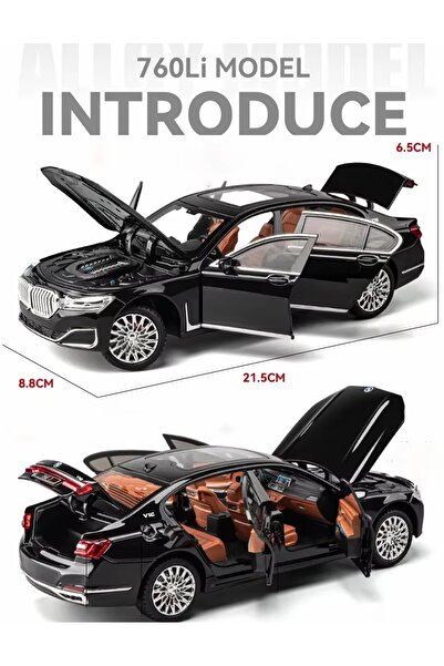 OYUNCAKSAHİLİ 760Lİ Bmw The7 Xdrive V12 Model Metal Araba Diecast 1.24 Metal Kapı Bagaj Kaput Açılır Ses Far ışık