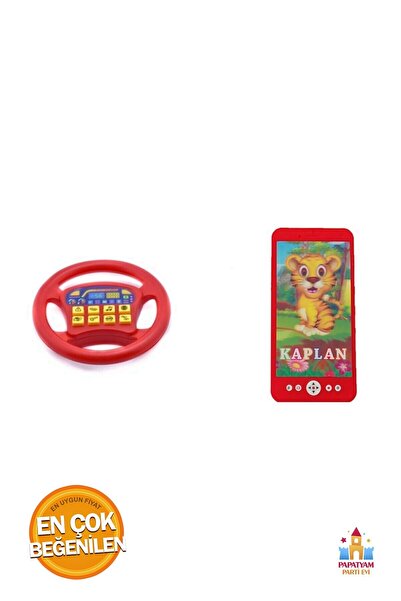 PapatyamPartiEvi Kaplan Oyuncak Telefon Ve Pilli Sesli Oyuncak Direksiyon Seti