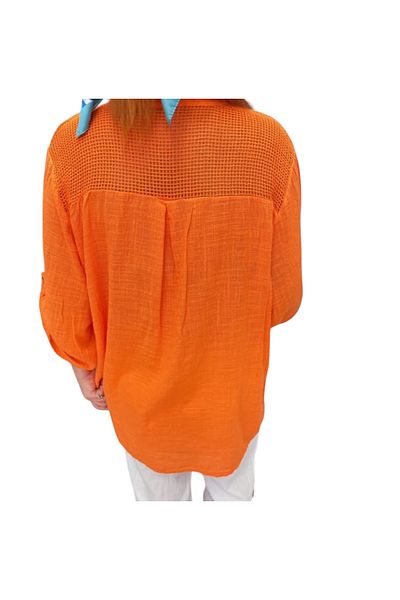 PHUTİ COLLECTION Italian 100% Cotton Bluz with Mesh Detail