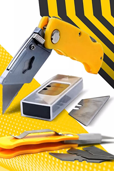 TechnoStation Katlanır Kaliteli Maket Bıçak Katlanır Falçata + 5 Adet Yedek B...