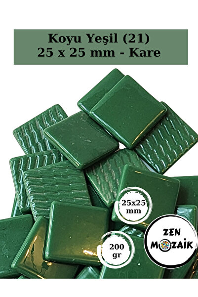 Zen Mozaik Sanatsal Mozaik Çalışmalarınız için 25 x25 mm - Kare Cam Mozaik Taşı