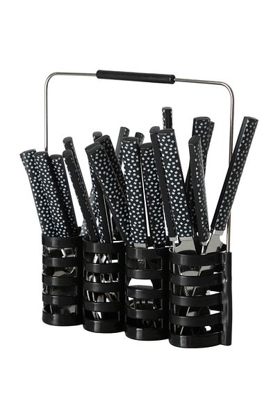 Mudo Concept Black 24 Piece Cutlery Set with Basket