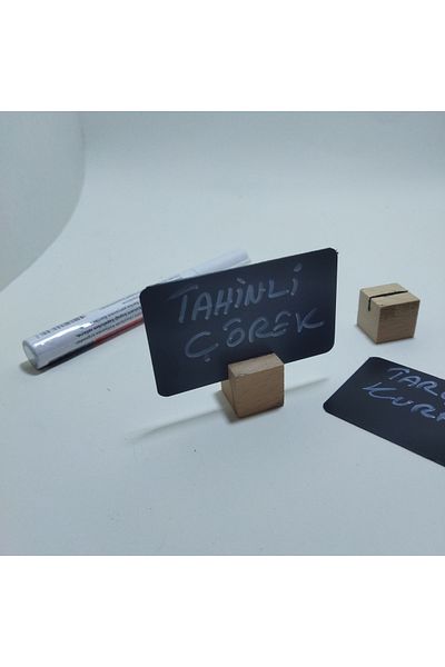 ETİKETLİK FİYATLIK Cube Wooden Base Cleanable Black Label Price Holder 20Pcs;