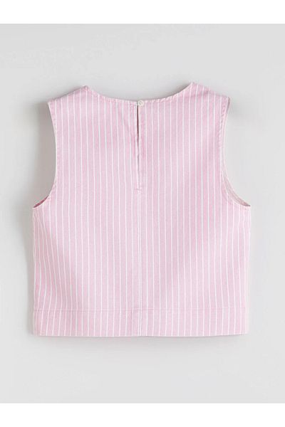 LC Waikiki Lcw Vision Pink Crew Neck Striped Jean Blouse