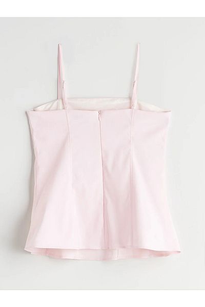 LC Waikiki Μπλούζα LCW Vision Pink Square Collar Strap