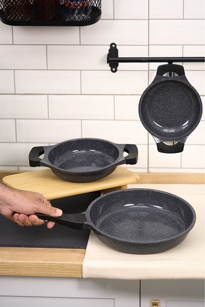 ThermoAD Flora Series Pan and Sauce Trio Set - 3 Pieces Gray
