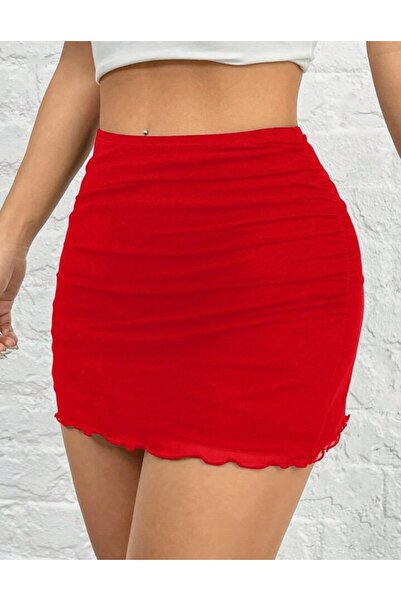 MAROVOAY Lining Inside Plus Size Tulle Mini Skirt