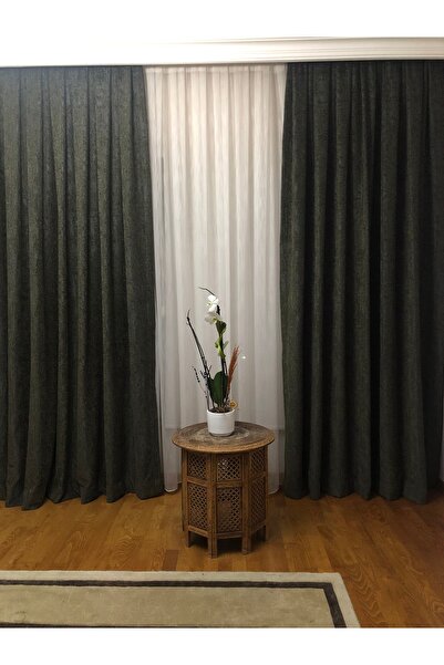 Brillant KOYU YEŞİL ŞÖNİL KUMAŞLI FON PERDE