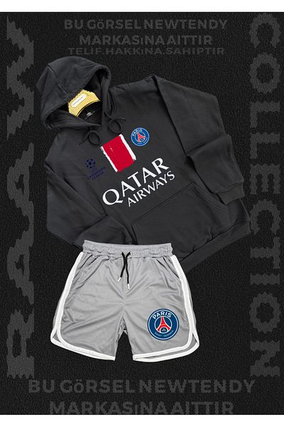 Minikelya Paris Sweatshirt Shorts Set Men's Hoodie Gray Black Red Bottom Sports Fan Kombin