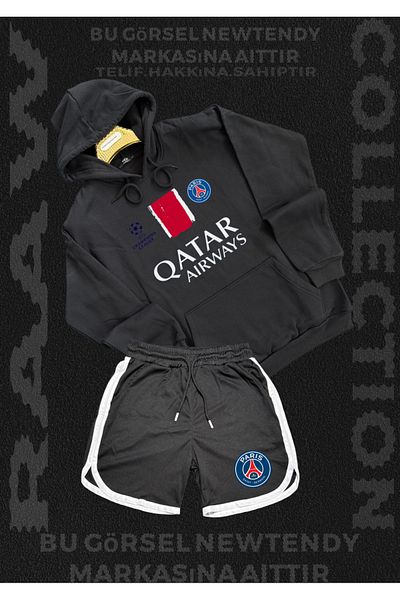 Minikelya Paris Sweatshirt Shorts Set Men's Hoodie Gray Black Red Bottom Sports Fan Kombin