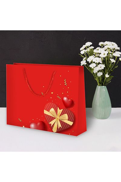 ALPJOY Valentine Cardboard Bag 42X38X12Cm -Heart Patterned- 10 Pieces