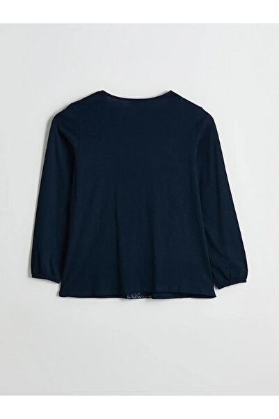 LC Waikiki LCW Grace Lacivert Bağlamalı Yaka Desenli Bluz