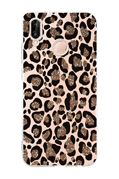 moonset Huawei P20 Lite Uyumlu Leopar Tasarımlı Baskılı Şeffaf Telefon Kılıfı