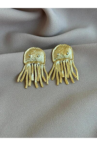 BuinJewellery Octopus, Özel Tasarım 22K Altın Kaplama Ahtapot Küpe