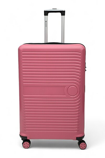 İronika Dayanıklı Polipropilen Kırılmaz Silikon Pp Büyük Boy 4tekerlekli Unisex Valiz Bavul gül Kurusu