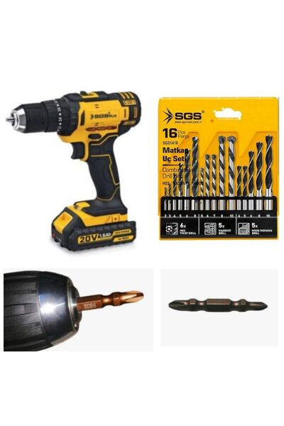 SGS Şarzlı Vidalama 5248 + Ahşab / Beton / Demir Matkab Uçlarıı Dahil Set