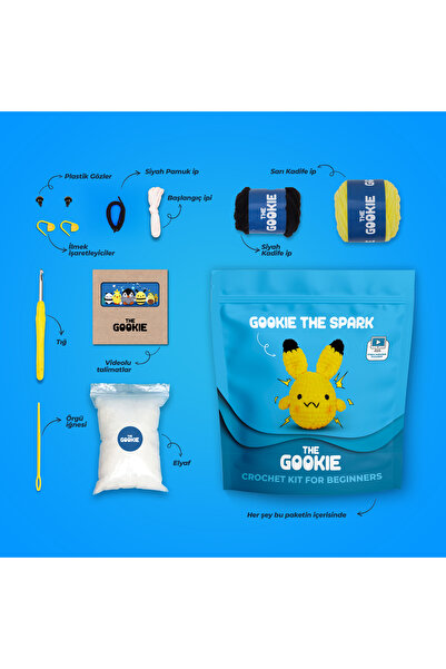 The Gookie 2'li Set, Ördek Amigurumi Örgü Kiti ve Spark Amigurumi Tığ Kiti Hobi Örgü Seti