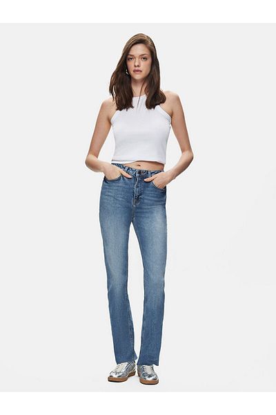 Ltb Pantaloni de jeans Betıana X cu picior plat cu talie înaltă