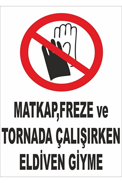 ünalgrup لافتة تحذيرية لارتداء قفازات الحفر والتورنادو أثناء العمل مقاس 25*35 سم