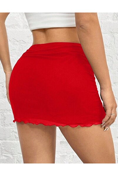 MAROVOAY Lining Inside Plus Size Tulle Mini Skirt