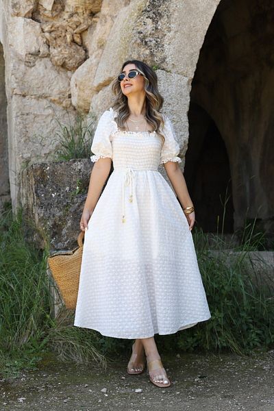 bytugcekaya Φόρεμα με λευκό μπαλόνι με μανίκια Gipeli Brode
