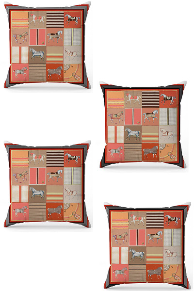 stellahomes zel Tasarım Çift Taraflı Dijital Baskı 4'lü Kırlent Kılıfı