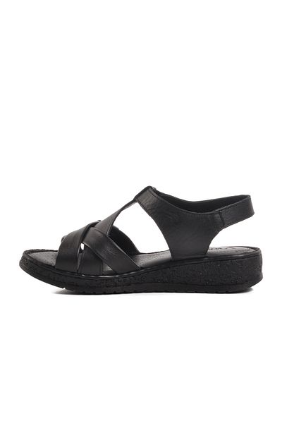 Voyager Black Genuine Leather Women's Sandals