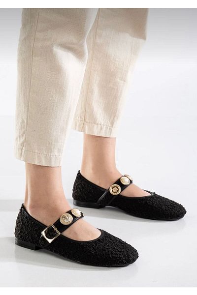 ELEVAM Women's Bitter Brown Daily Ballerina Strap Adjustable Buckle Tweed Fabric Lightweight Comfortable Shoes
