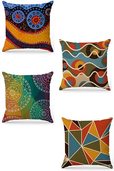 stellahomes Zel Design Double Sided Digital Printing 4-Piece Throw Pillow Cover