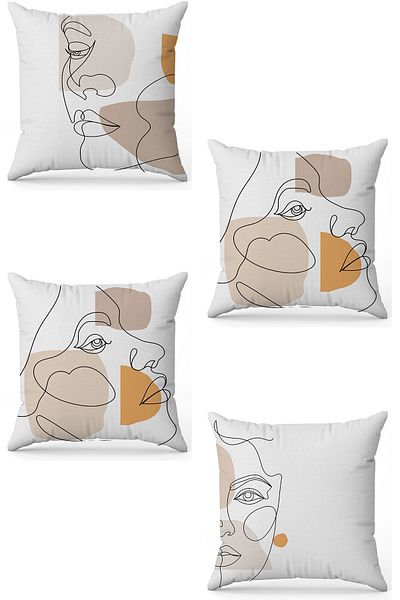 stellahomes Zel Design Double Sided Digital Printing 4-Piece Throw Pillow Cover
