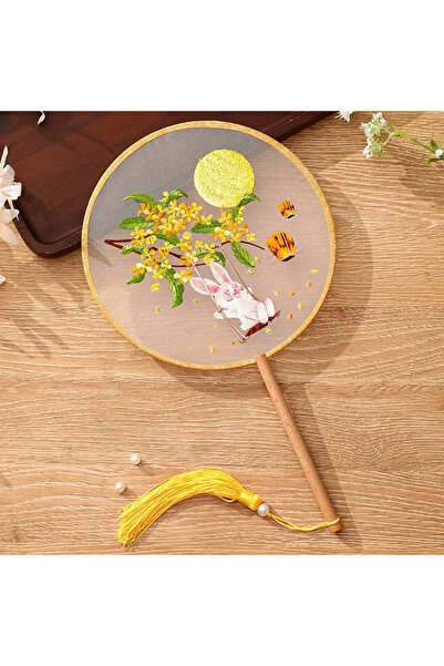 WasWink El İpek Yelpaze, Çift Taraflı İşleme, Geleneksel Suzhou Zanaatı, Şık Çipao Aksesuarı