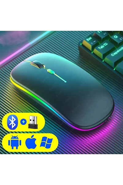 DUHALINE Honor Pad 10 12" Tablet İçin Uyumlu RGB LED Işıklı Bluetooth+2.4Ghz Kablosuz Şarjlı Mouse