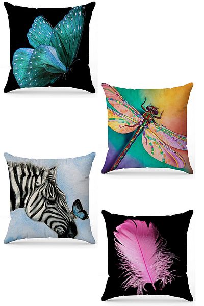 stellahomes Zel Design Double Sided Digital Printing 4-Piece Throw Pillow Cover