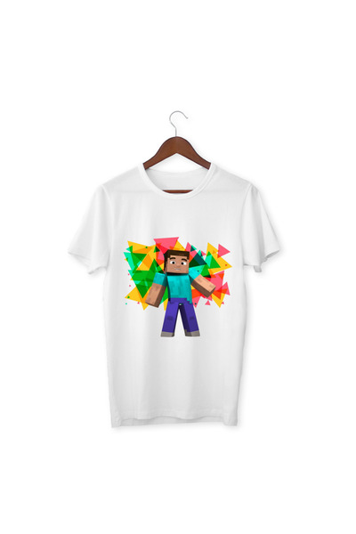 ALPŞAN TİCARET Minecraft dječja i odrasla bela T-shirt unisex dečja majica