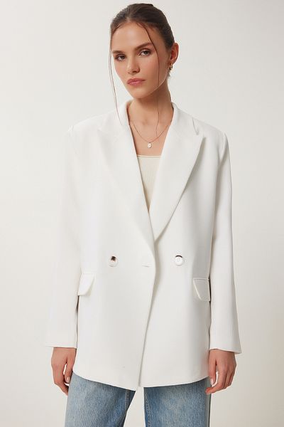 Happiness İstanbul Damenjacke aus Leinen mit Knochenpolsterung HG00007