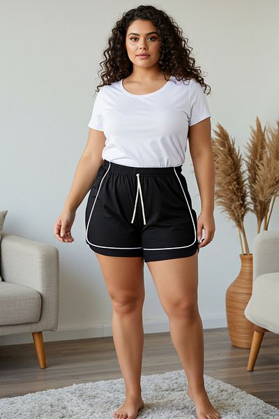 Trendyol Curve Viscose Woven Black-Ecru 2-Piece Pajama Bottoms Set - Tbbss25Ia00005