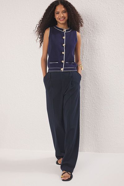 Trendyol Collection Πλεκτό γιακά υπολογιστή Navy Blue Premium και λεπτή μπλούζα