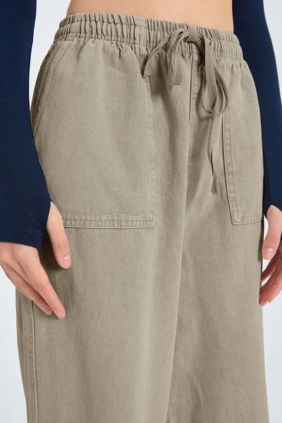 Trendyol Collection Green Pocket Detailed Denim Look Wide Leg/Wide Leg Woven Pants Twoss25Pl00076