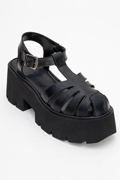 LuviShoes Black Thick Sole VERUA Sandals