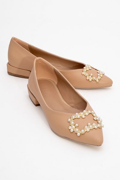 LuviShoes Dámské balerínky GHENT Beige Skin Pearl Stone