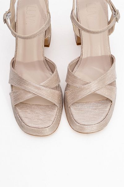 LuviShoes Pantofi cu toc cu platformă LELLO cu dungi aurii