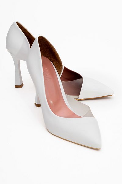 LuviShoes 653 Dámské boty na podpatku bílé kůže